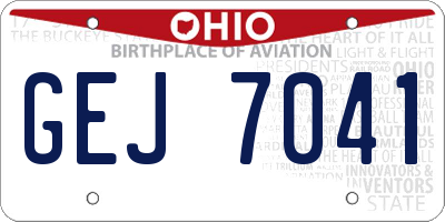 OH license plate GEJ7041