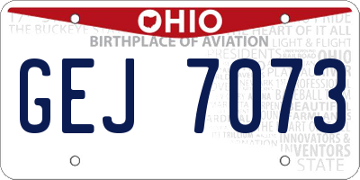 OH license plate GEJ7073