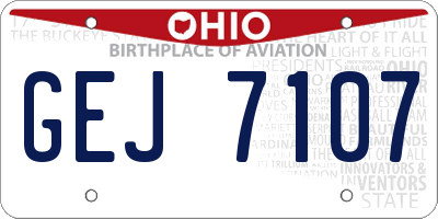 OH license plate GEJ7107