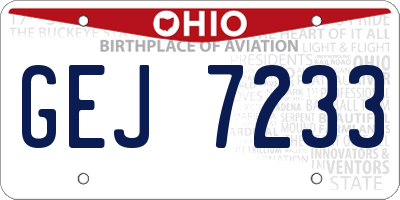 OH license plate GEJ7233