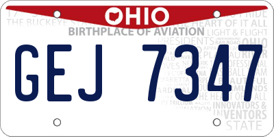 OH license plate GEJ7347
