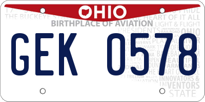 OH license plate GEK0578