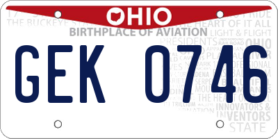 OH license plate GEK0746