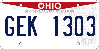 OH license plate GEK1303