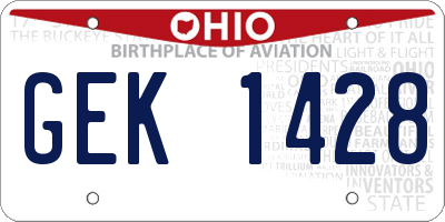 OH license plate GEK1428