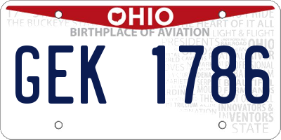 OH license plate GEK1786