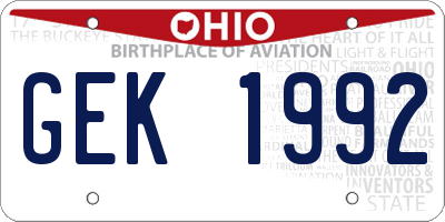 OH license plate GEK1992