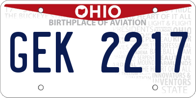 OH license plate GEK2217