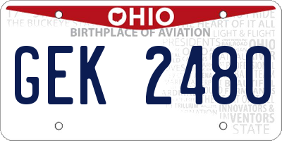 OH license plate GEK2480