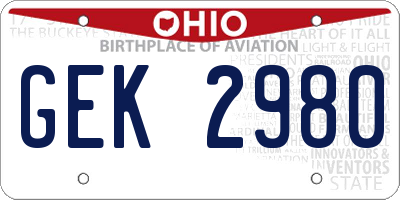 OH license plate GEK2980