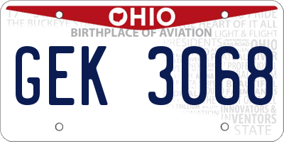 OH license plate GEK3068