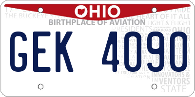 OH license plate GEK4090