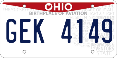 OH license plate GEK4149