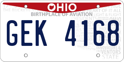OH license plate GEK4168