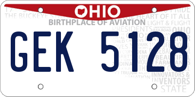 OH license plate GEK5128