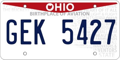 OH license plate GEK5427