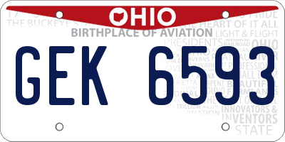 OH license plate GEK6593