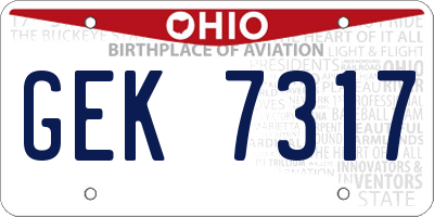 OH license plate GEK7317