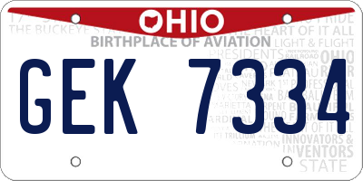 OH license plate GEK7334