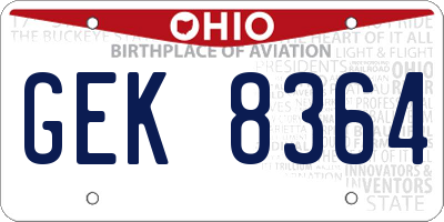 OH license plate GEK8364