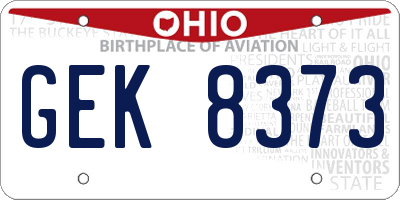 OH license plate GEK8373