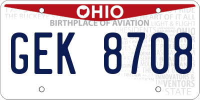 OH license plate GEK8708