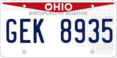 OH license plate GEK8935