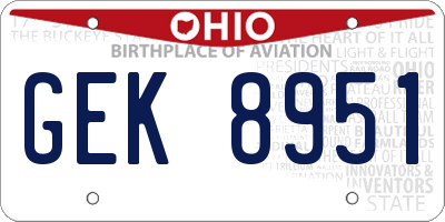 OH license plate GEK8951