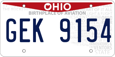 OH license plate GEK9154
