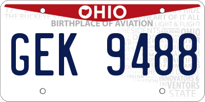OH license plate GEK9488