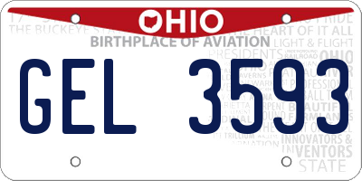 OH license plate GEL3593