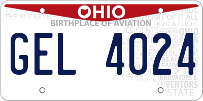 OH license plate GEL4024