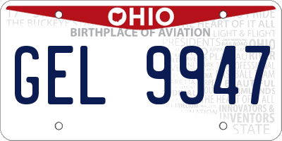 OH license plate GEL9947