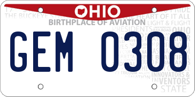 OH license plate GEM0308