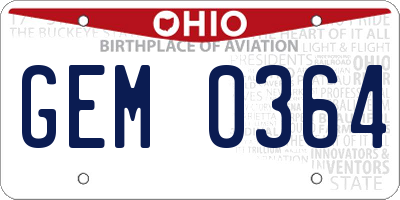 OH license plate GEM0364