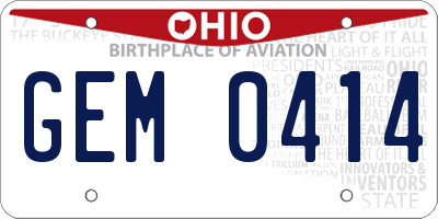 OH license plate GEM0414