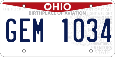OH license plate GEM1034