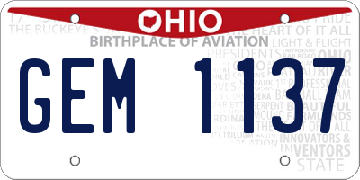 OH license plate GEM1137
