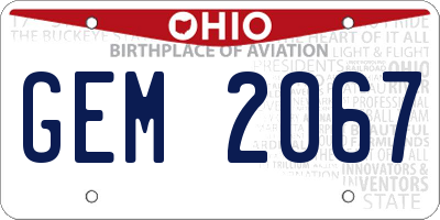 OH license plate GEM2067