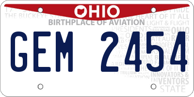 OH license plate GEM2454