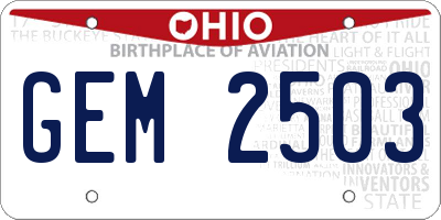 OH license plate GEM2503