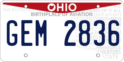 OH license plate GEM2836