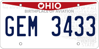 OH license plate GEM3433