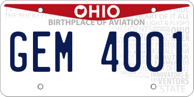 OH license plate GEM4001
