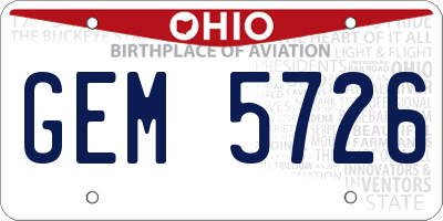 OH license plate GEM5726
