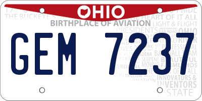 OH license plate GEM7237