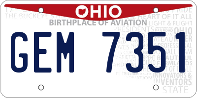 OH license plate GEM7351