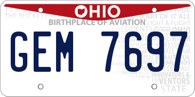 OH license plate GEM7697