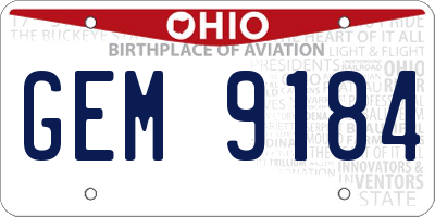 OH license plate GEM9184