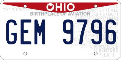 OH license plate GEM9796